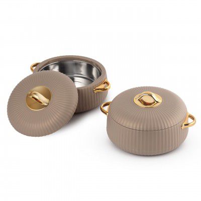 Cello Aurum Luxury Insulated Casseroles Set of 2, Beige 1000ml Each 