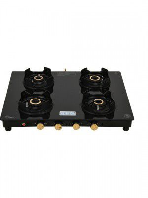 Cello Black Glass Top 4 Burner Automatic Gas Stove