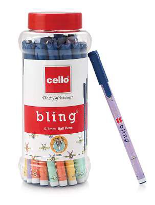 Cello Bling Pastel Ball Pens (25 Pens Jar - Blue)