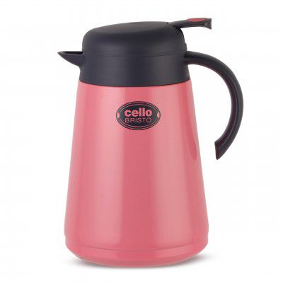 Cello Bristo Vacusteel Carafe | Hot and Cold Carafe | Double Walled Vaccum Insulation Tea/Coffee Pot | 1250ml, Pink