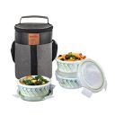 CELLO Bubble Drop Opalware Lunch Box with Jacket, 3 Containers Lunch Box, 300ml, White...