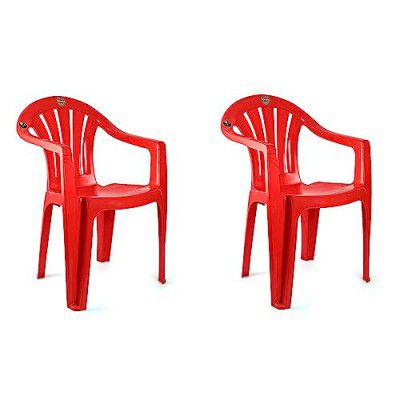 Cello Capri Chair Set Pack of 2 - Red (Plastic)