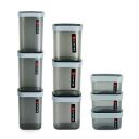 CELLO Clarion Square Air Tight PET Storage Containers | (500+1000+2200) ml | Grey, Set of 9...
