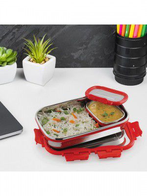 Cello Click It Set of 1 Red Stainless Steel Lunch Box