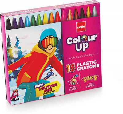 Cello ColourUp Plastic Crayon (Set of 15, Multicolor)