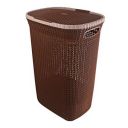 Cello Creta Plastic Laundry Basket with Lid, Dark Brown, 50 Ltrs | Lightweight and Portable | Storage Organizer | Convenient Handling | Useful For Storing Clothes, Toys, Books...