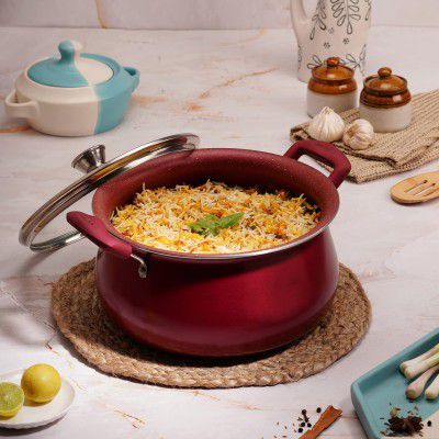 Cello Crown Induction Base Biryani Pot Glass lid 5 LTR