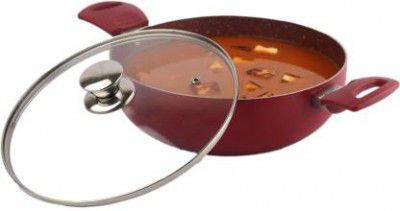 cello Crown Induction Base Kadhai with Glass Lid, Kadhai 22 cm diameter with Lid 2.5 L capacity  (Aluminium, Non-stick, Induction Bottom)