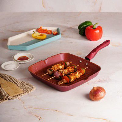 Cello Crown Non Stick Grill Pan Square, Maroon