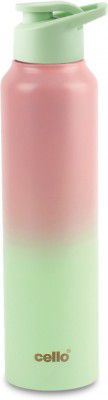 Cello Crysta Pro 1000 Stainless Steel ISI Certified, Rust & Leakproof Water Bottle 1000 ml Stainless Steel Bottle (Pack of 1, Pink, Green)
