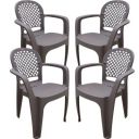 Cello Crystal Armrest Plastic Chair with Matt Finish (Colour: Grey, Set of 4)...