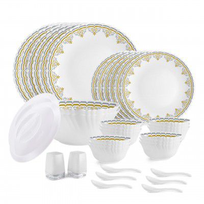 Cello Dazzle Series Victor Opalware Dinner Set | 36Pcs | White | Chip & Scratch Resistant
