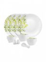 Cello Dazzle Series White 22 Pieces Floral Printed Opalware Microwave Safe Dinner Set...