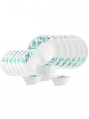 Cello Dazzle Set of 18 Microwave and Dishwasher Safe Blue Buster Opalware Dinner Set