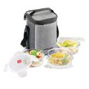 CELLO Delighta Round Borosilicate Glass Lunch Box with Jacket, 400ml, Set of 3...