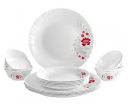 Cello Dinner Set - Opalware, Scarlet Bliss, Dazzle, White, 18 pcs...