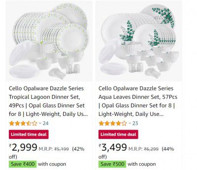 Cello Dinner Sets, Flasks, Lunch Boxes and more | Up to extra ₹500 Coupon