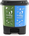 Cello Duo Plastic Step-On Pedal Dustbin for Wet and Dry Waste (35 Liters, Green and Blue)...