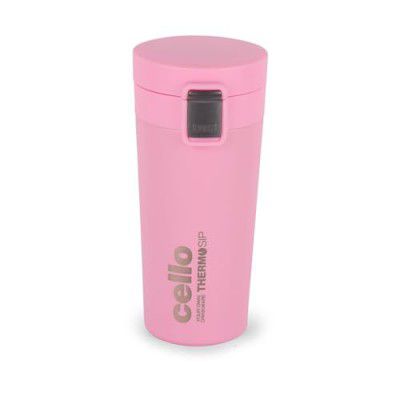 Cello Duro Café Stainless Steel Vacum Insulated Flask | Hot & Cold | Leakproof Lid | Easy to Carry | Easy to Clean | Coffee Flask | Travel Flask | 450ml, Pink