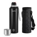 Cello Duro Tuff Steel Series- Flip Double Walled Stainless Steel Water Bottle with Durable DTP Coating, 1500ml, Black...