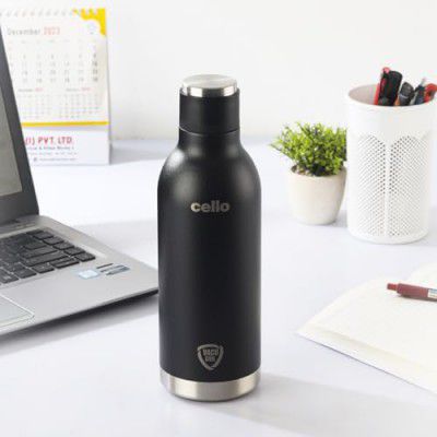 CELLO Duro Tuff Steel Series Marbella Thermosteel Flask, 900ml, Black