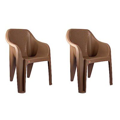 Cello Dynamo Plastic Chair (Set of 2) (Brown)