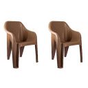 Cello Dynamo Plastic Chair (Set of 2) (Brown)...
