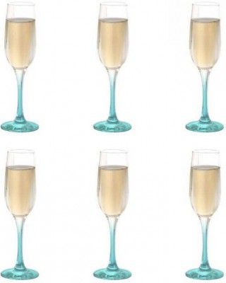 Cello Elegance Glass Champagne Tumblers, Set of 6, 210ml Each, Green