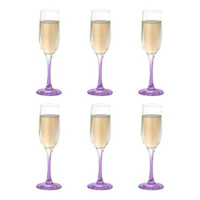 Cello Elegance Glass Champagne Tumblers, Set of 6, 210ml Each, Purple