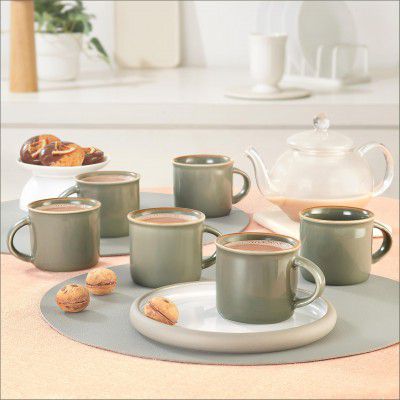 CELLO Estella Nexus Color Silver Mist Plain Mug Set of 6, 90ml, Grey