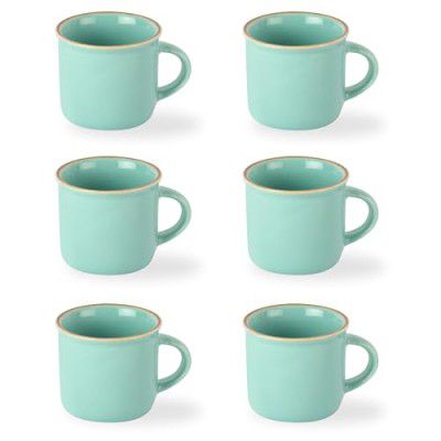 CELLO Estella Nexus Color Tropical Plain Mug Set of 6, 90ml, Blue