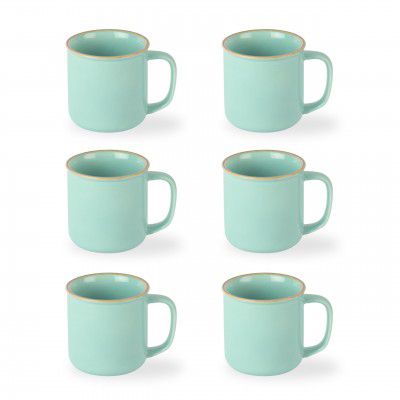 CELLO Estella Nexus Color Tropical Plain Mug Set of 6, 250ml, Blue | Big Mug |