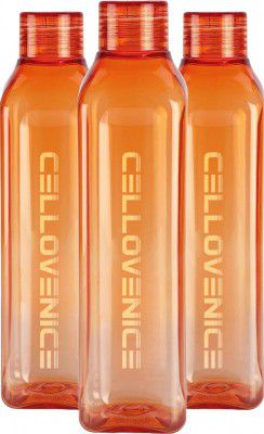 Cello Exclusive Edition Plastic Water Bottle 1000 ml PET Bottle (Pack of 3, Orange)