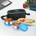 CELLO Exe Stainless Steel Lunch Box for Office & School, 3 Containers, Blue...