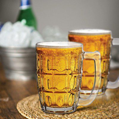 CELLO Executive Beer Mug with Handle Set of 2, 400ml