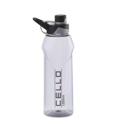 CELLO Fitbe Plastic Water Bottle | 1000ml Capacity | Black Grey