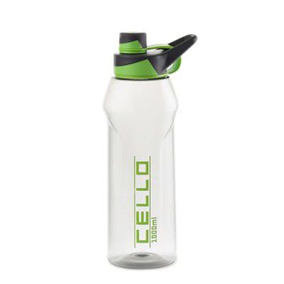 CELLO Fitbe Sipper Cap Water Bottle, 1000ml Black Green