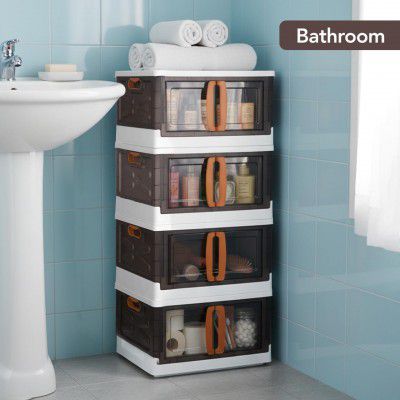 CELLO Foldable Plastic Cupboard for Storage | DIY Collapsible Wardrobe & Luggage Organizer | PP Cabinet for Clothes | White Finish