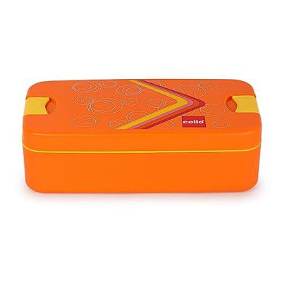 CELLO Food Mate Snap Lock Plastic Lunch Box, 713ml, Orange