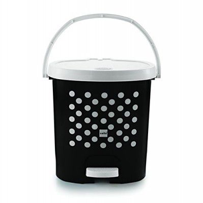 Cello Fusion Plastic Pedal Dustbin, Big, Black