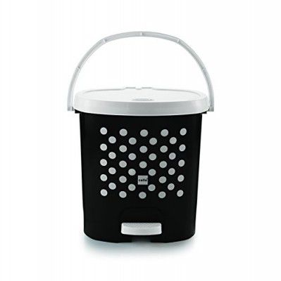 Cello Fusion Plastic Pedal Dustbin, Medium, Black