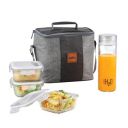 CELLO Glassy Mix Lunch Box Set of 4 | (320ml x 3) & 1 Clear Glass Water Bottle (500ml)...