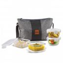 CELLO Glassy Square Lunch Box Set of 4 (320 ml x 2, 240 ml x 2)...