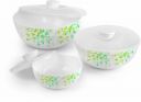cello Green Orchard Mixing Bowls with Lid(500ml, 1000ml,1500ml), 3 Pc, White Opalware Serving Bowl  (White, Pack of 3)...