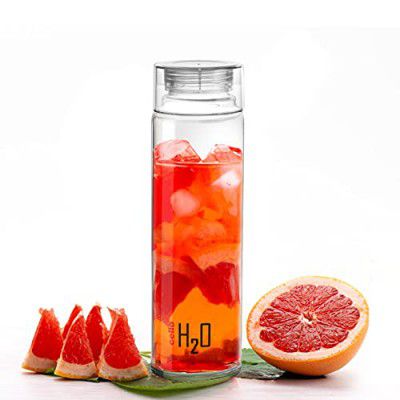 CELLO H2O Glass Fridge Water Bottle with Plastic Cap, 920ml