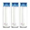 CELLO H2O Glass Fridge Water Bottle with Plastic Cap | Leak proof & break-proof | Set of 3, 920ml | Blue...