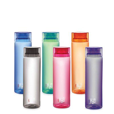 Cello H2O Round Water Bottles Set of 6, 1000ml Each Assorted