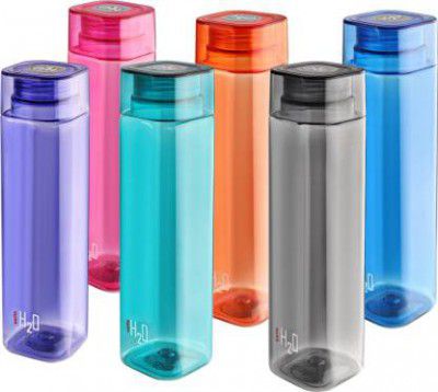 cello H2O Squaremate 1000 ml Bottle  (Pack of 6, Multicolor, Plastic)