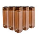 CELLO H2O Squaremate Plastic Water Bottle | Lid is sealed by a silicone ring | 1 Liter | Brown, Set of 5...