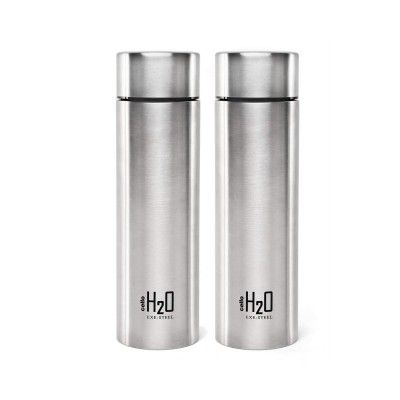 CELLO H2O Stainless Steel Water Bottle For Office & Daily Use Set of 2 Pcs, 1000 ml Silver 